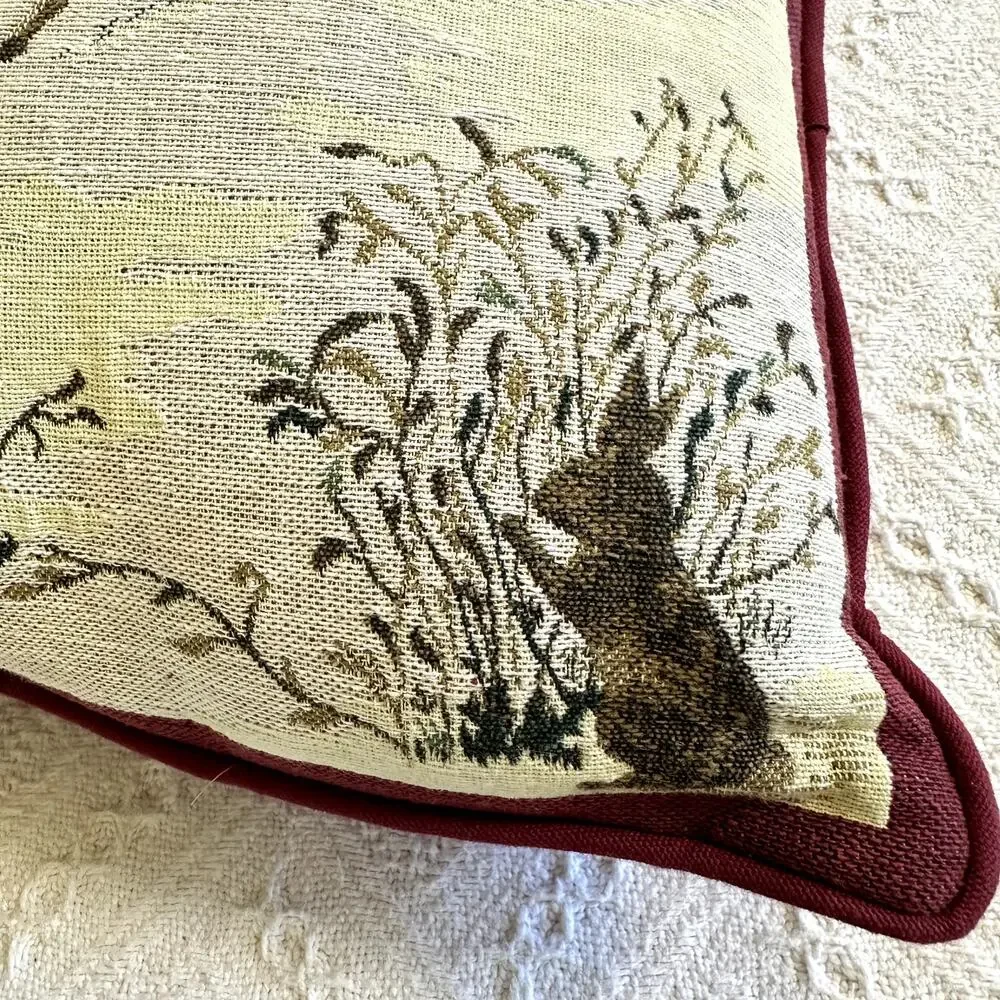 Vintage Santa Tapestry Throw Pillow Holiday Christmas Decor Unicycle Bunny 17x16